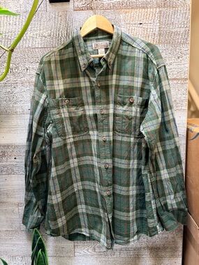 Duluth Trading Co | Men's Green Plaid Oversized Workwear Flannel Shirt - XL